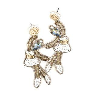 Ballerina Crystal Sparkle Seed Beaded Dance Dancer Statement Earrings NEW